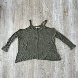 Womens Liberty Love Green Open Shoulder Top - S